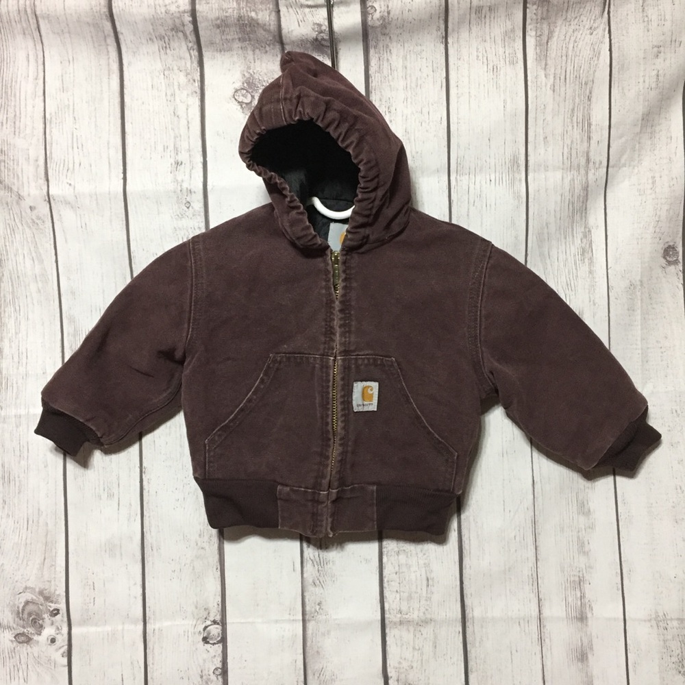Carhartt Hooded Coat Burgundy Toddler Boy Girl 2T